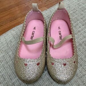 Carter's Gold Glitter Girls Mary Jane Shoes with Pink Lining